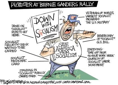 Political cartoon U.S. Socialism Bernie Sanders