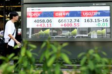 Japanese stocks &ndash; market indices shown on a public display