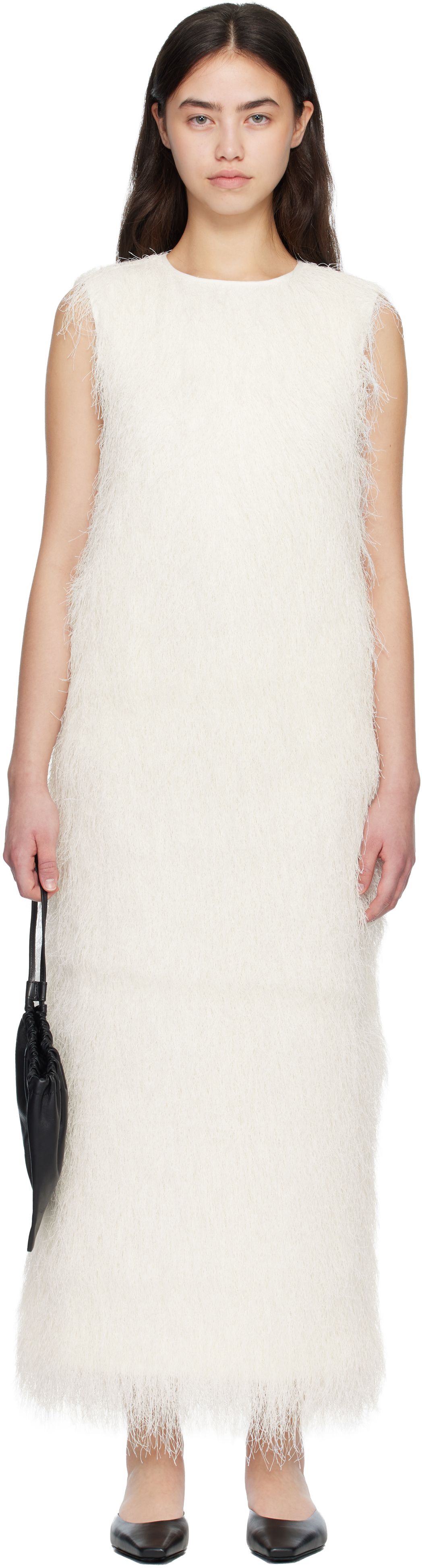 White Tiwa Fringed Maxi Dress