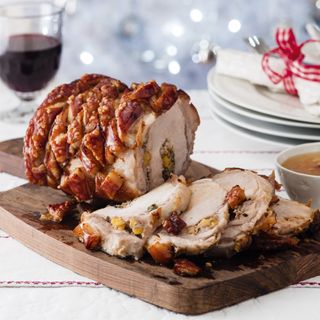 Roast Pork with Apricot and Mushroom Stuffing