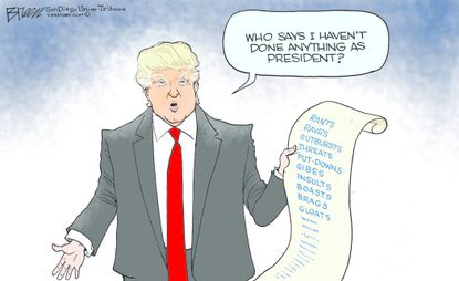 Political cartoon U.S. Trump presidency accomplishments