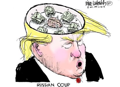 Political cartoon U.S. Trump Russian coup