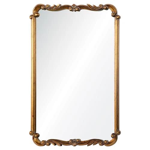 Kathy Kuo Home, Elise Hollywood Regency Antique Gold Wall Mirror