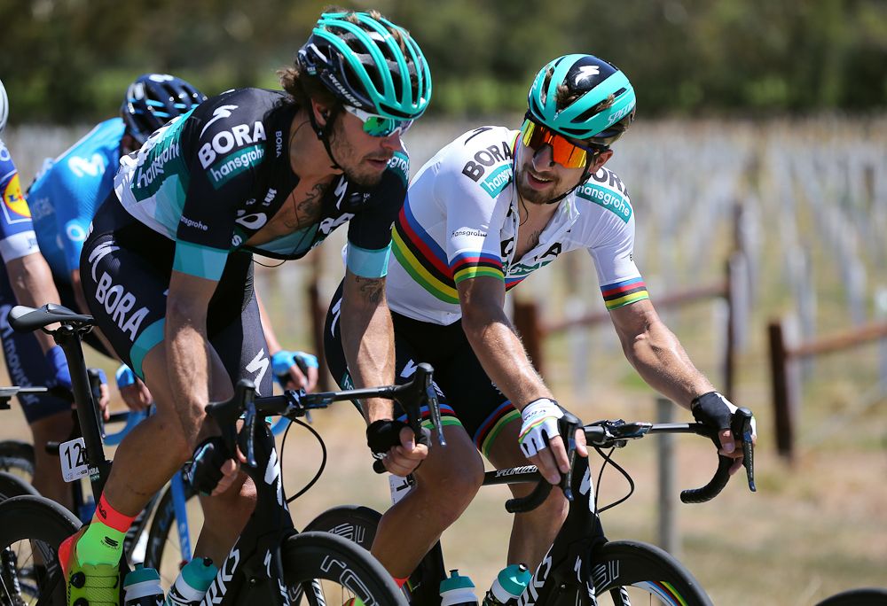 Peter Sagan chats with teammate Daniel Oss