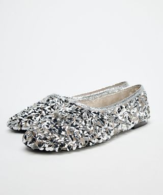 Zara Rhinestone Ballet Flats