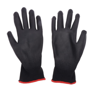 A pair of black and red work gloves