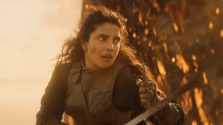 Priyanka Chopra Jonas wielding a sword in Prime Video's "The Bluff"