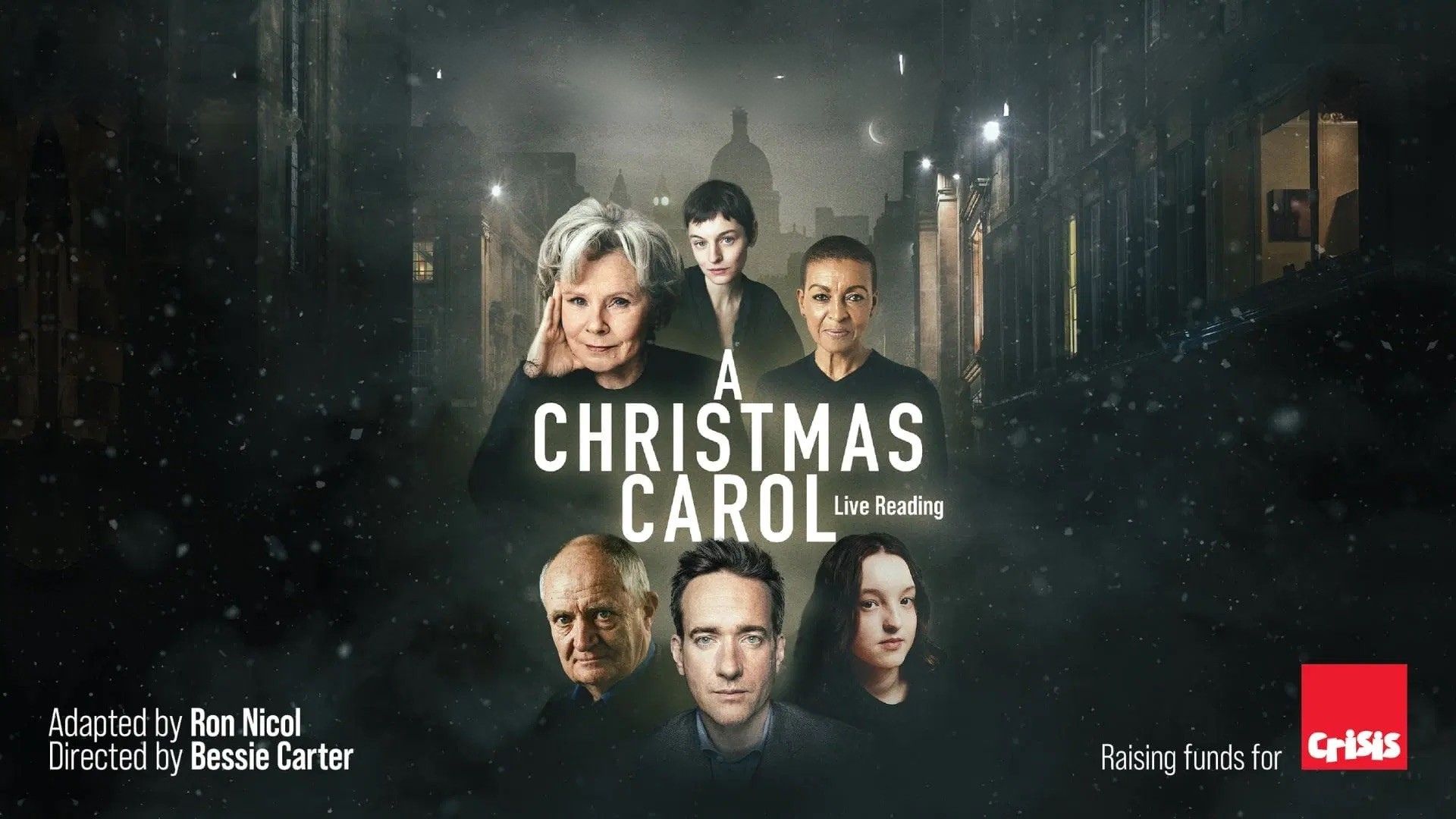 an image of the poster for the show, with Imedla Staunton, Emma Corrin, Adjoa Andoh, Bella Ramsey, Matthew McFayden, and Jim Broadbent 