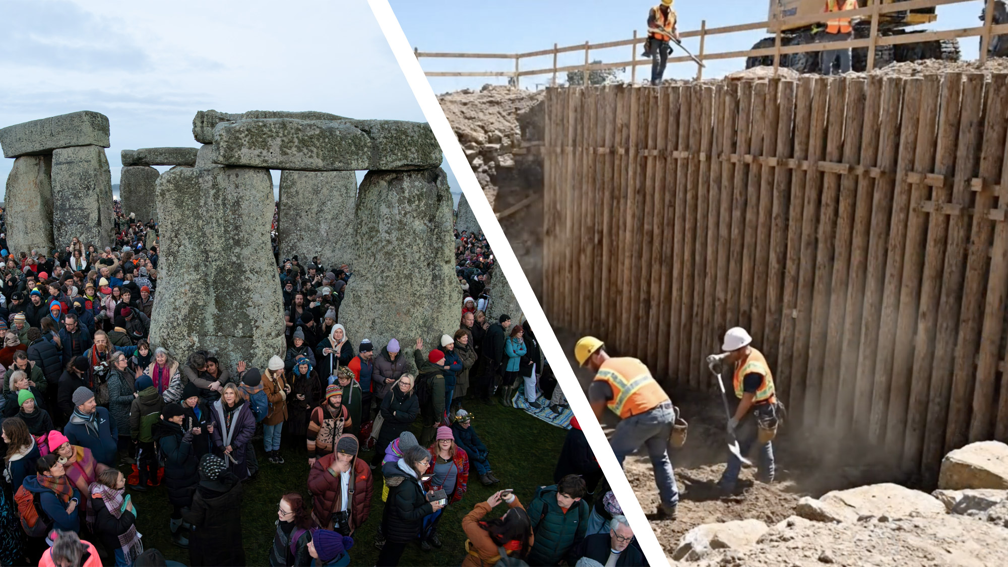 AI-generated Stonehenge vs Real Stonehenge via Getty