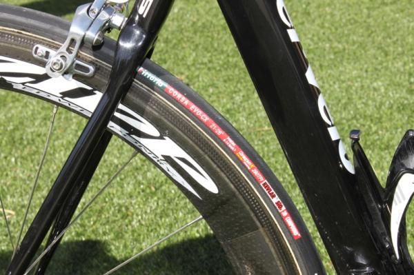 The Test team's Zipp's are wrapped with Vittoria Corsa CX rubber.