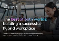 Whitepaper cover with title, logos over image of female working on a laptop with earbuds in an office with colleagues behind her