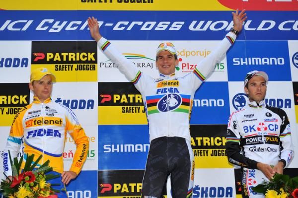 Winner Zdenek Stybar on the top step of the podium