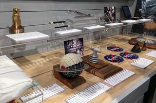 A display case in the EAA Aviation Museum's new exhibit, "The Borman Collection: An EAA Member's Space Odyssey," includes artifacts Frank Borman used during his Gemini 7 and Apollo 8 missions.