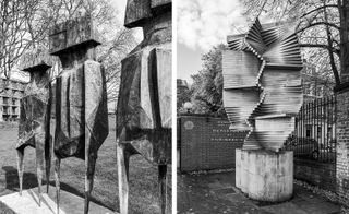 Left, The Watchers, Roehampton University, by Lynn Chadwick. Right, Oscillation, Cambridge, by Kenneth Martin