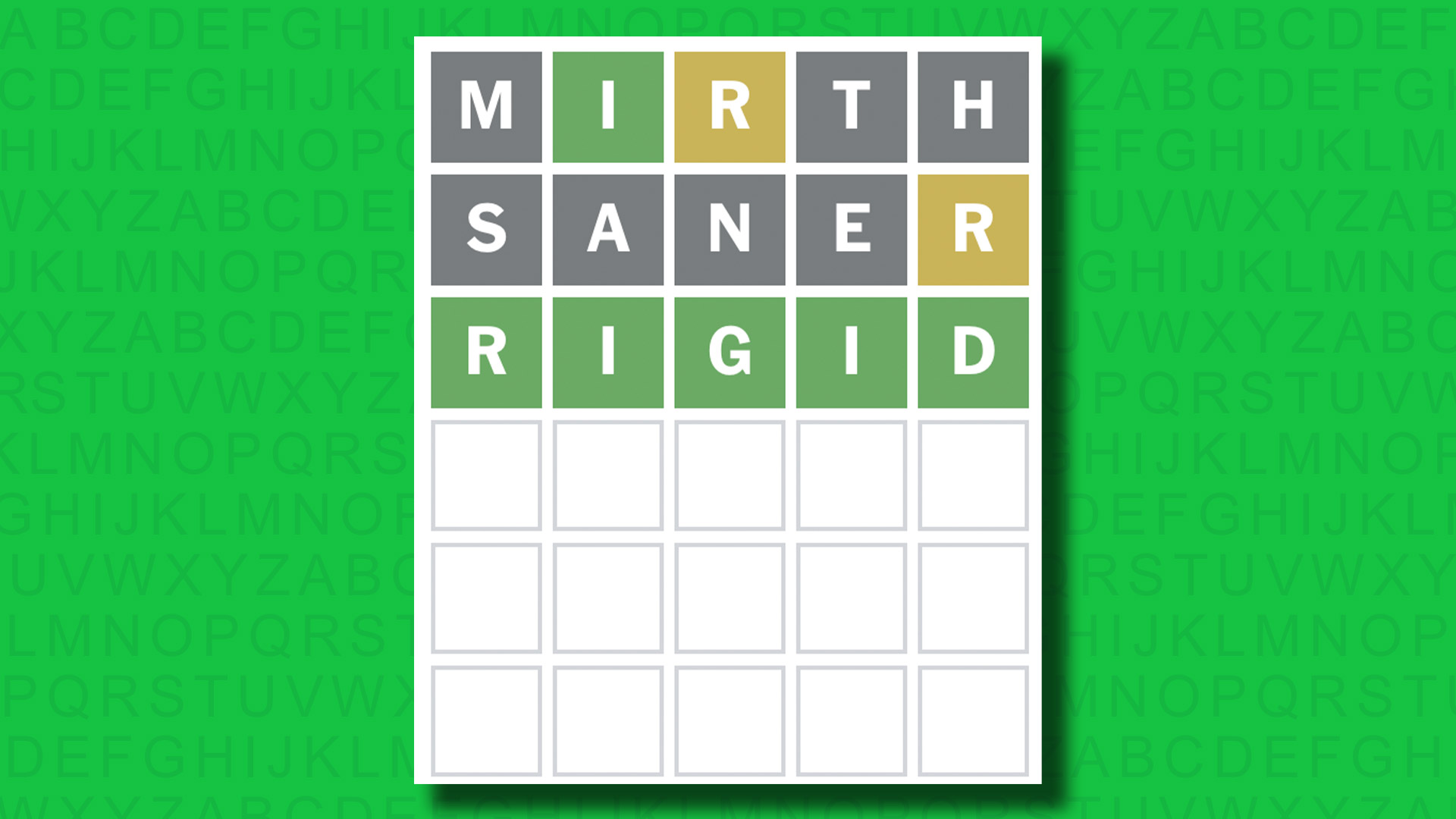 NYT Wordle answer for game 1507 on a green background