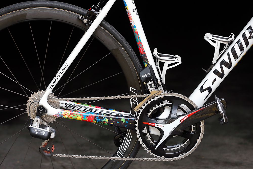 The e;lectronic groupset on Michale Kwiatkowski's bike.