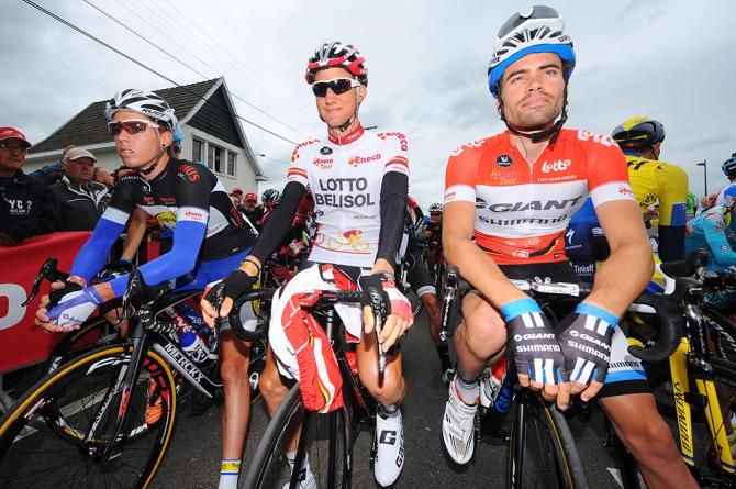 The leaders at the start of the final Eneco Tour stage