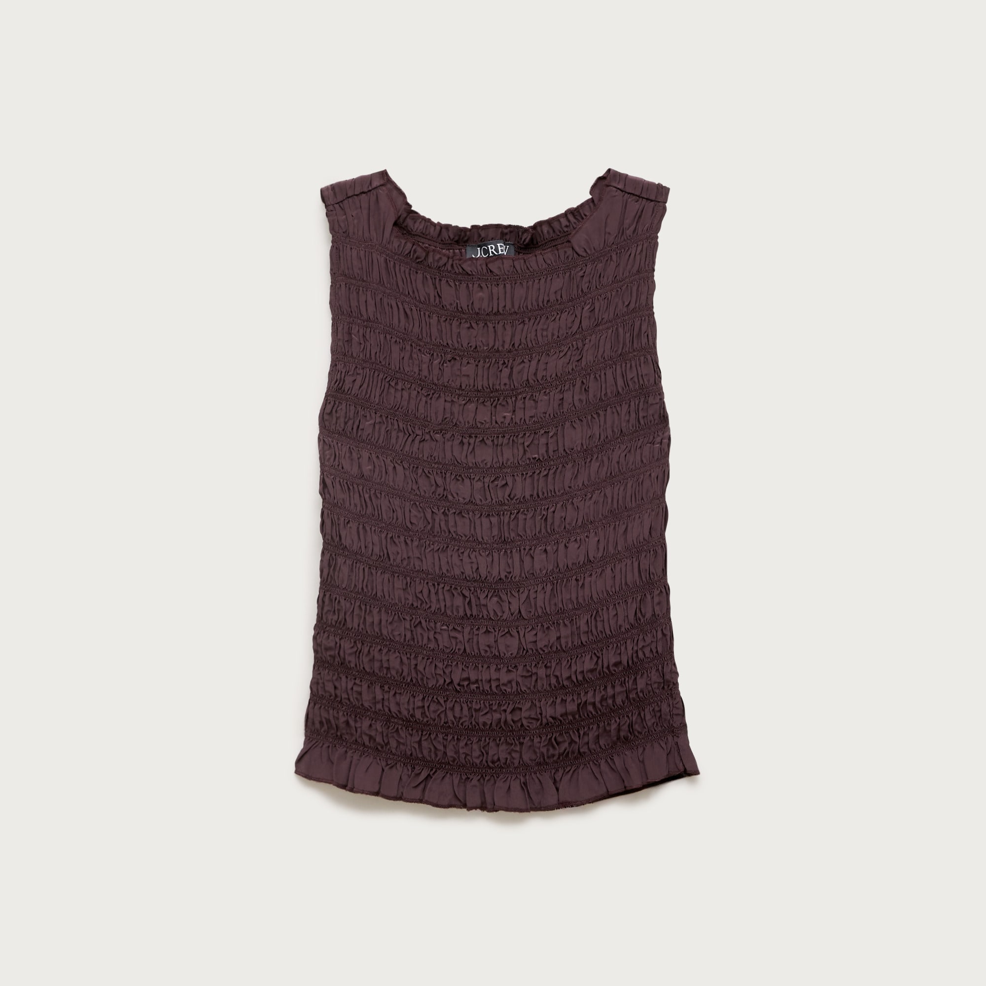 Smocked Shell Tank Top in Crepe De Chine