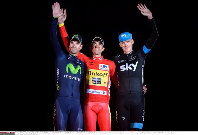 Alejandro Valverde (Movistar), Alberto Contador (Tinkoff-Saxo) and Chris Froome (Team Sky)
