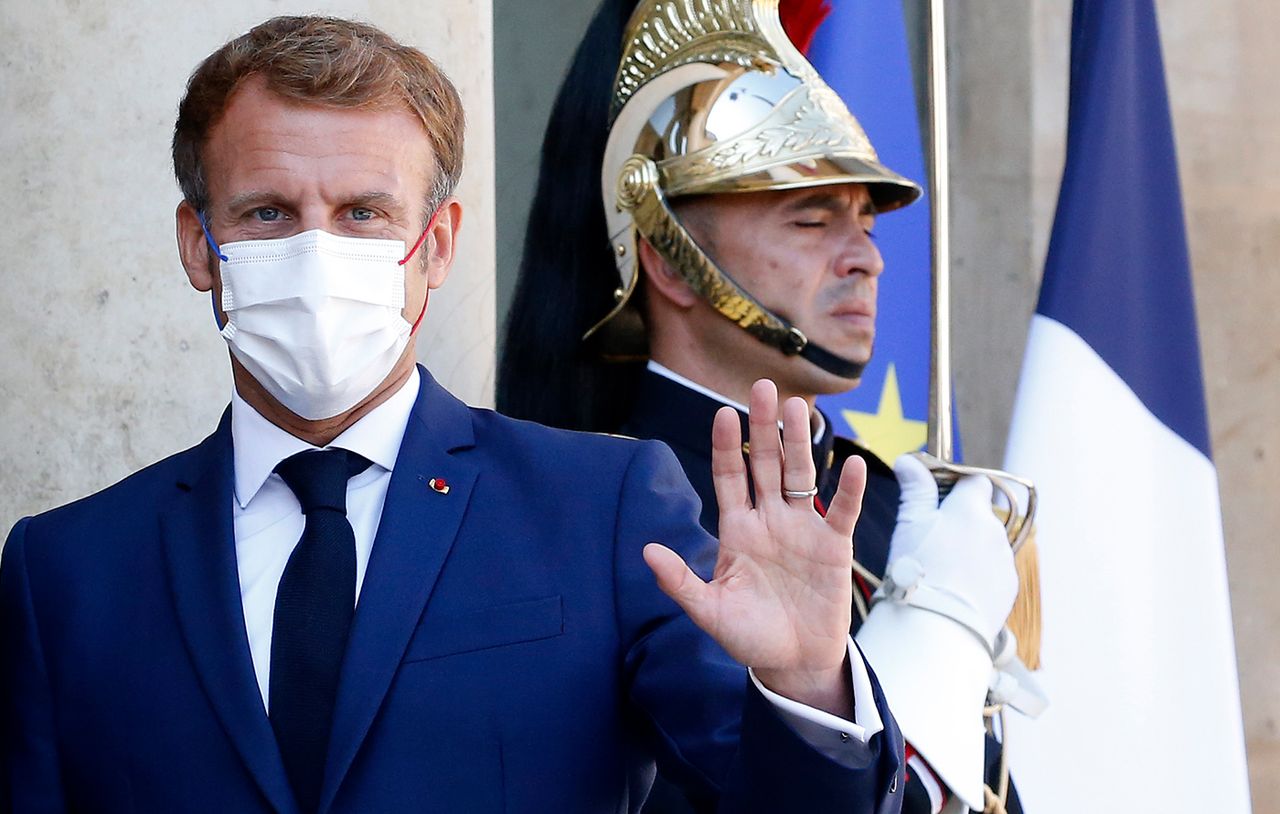 President Macron at a meeting with German Chancellor Olaf Scholz