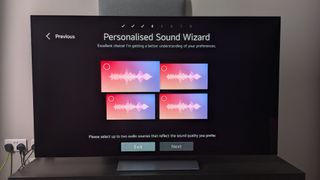 LG C5 with AI Personalized sound wizard on screen