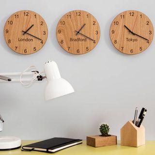 James Design Personalised Places Clocks on grey wall