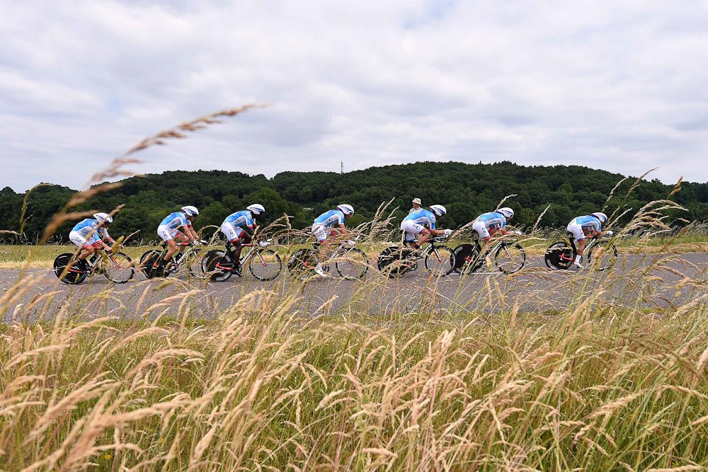 FDJ in action during the Dauphine's team time trial.