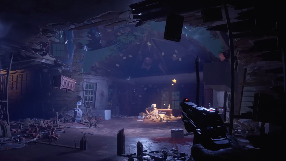 Furniture begins to float in a damaged room