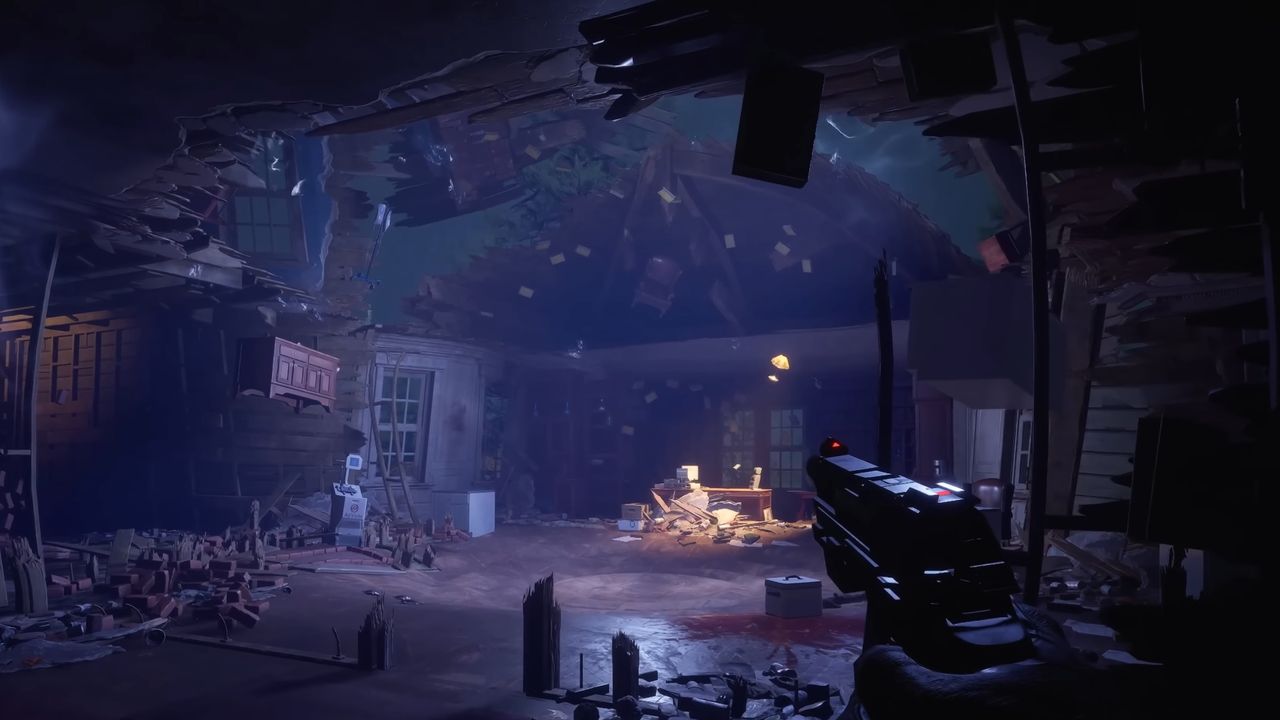 Furniture begins to float in a damaged room