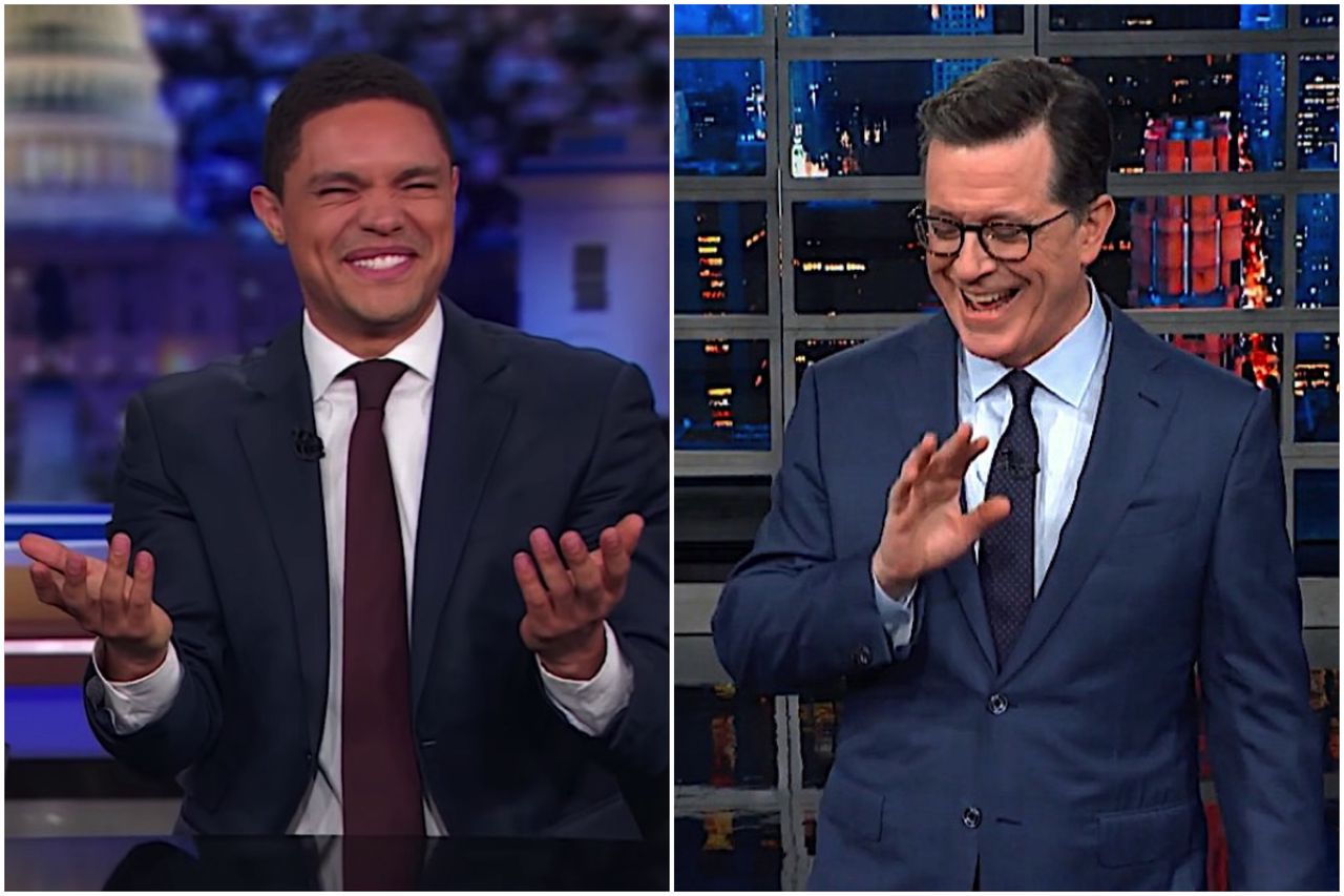 Stephen Colbert and Trevor Noah on Trump versus windmills