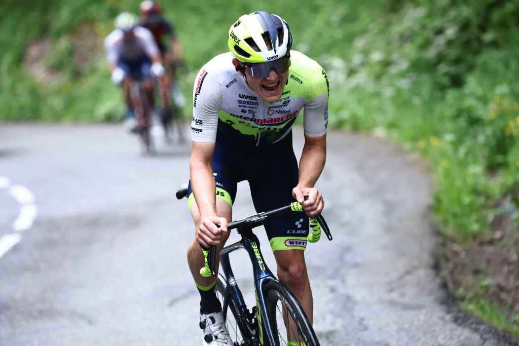 Georg Zimmerman attacks close to the end of stage 6 of the Critérium du Dauphiné