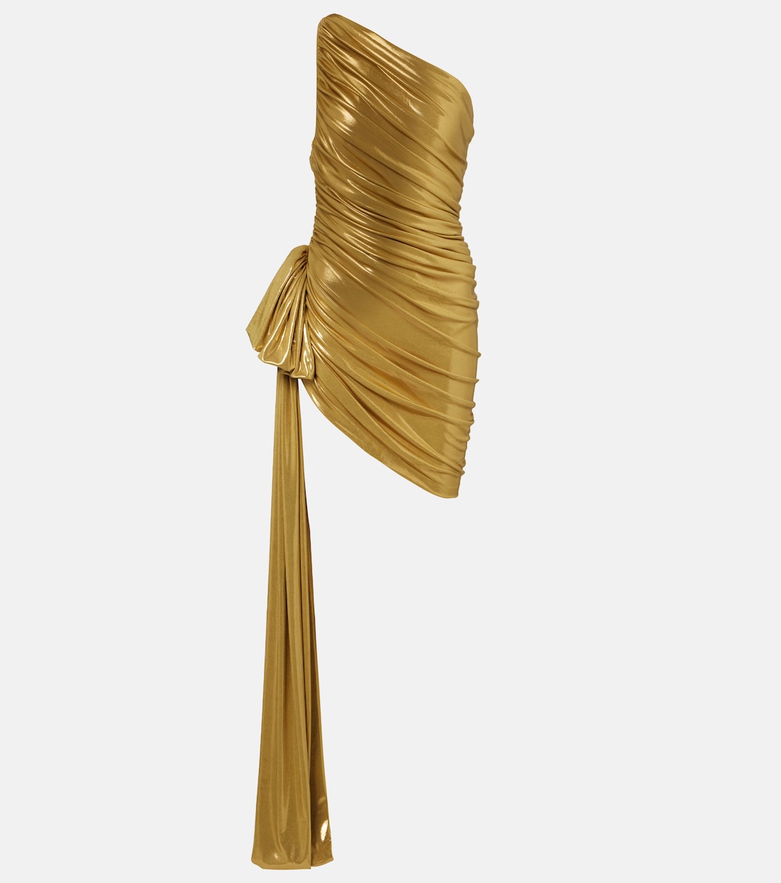Pickleball Diana Draped Lam&amp;eacute; Minidress in Gold - Norma Kamali