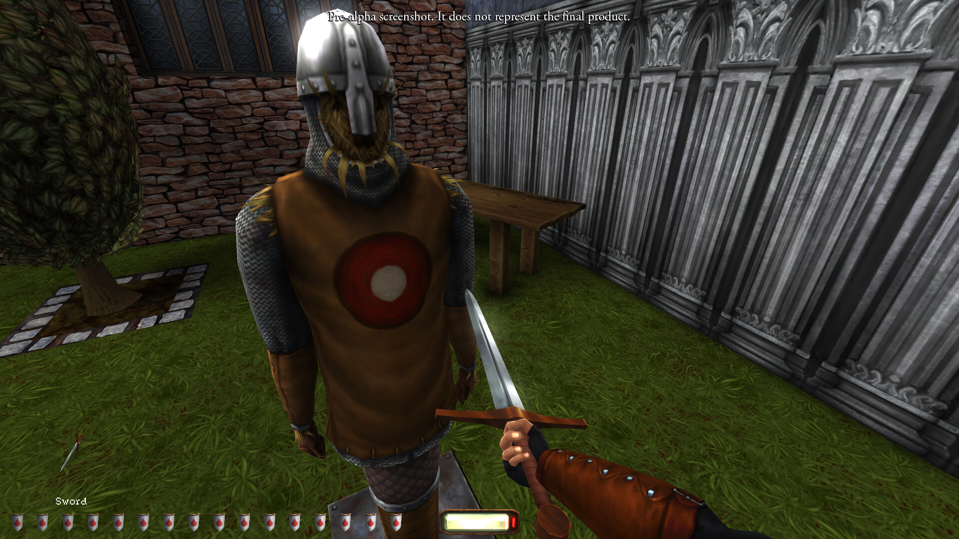 A soldier being confronted by a thief with a dagger in Thief: The Dark Project Remastered