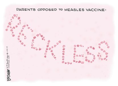 Editorial cartoon U.S. health vaccinations measles
