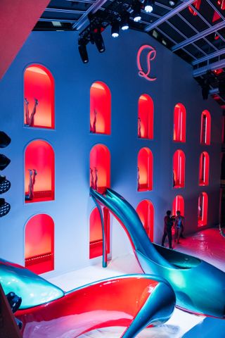 a set at paris fashion week that displays the new louboutin miss z pump