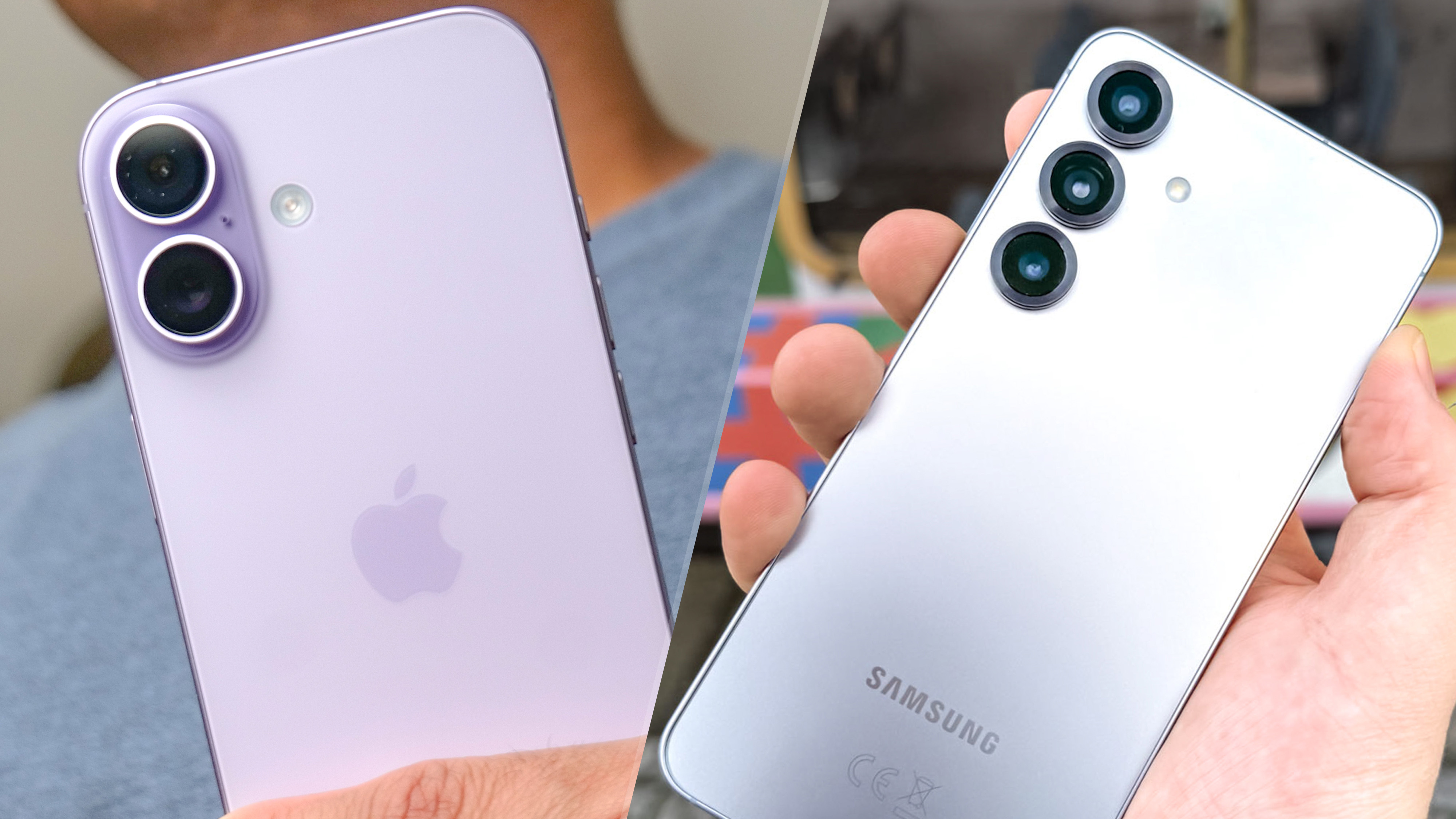 iPhone 17 vs Galaxy S25 held in the hand.