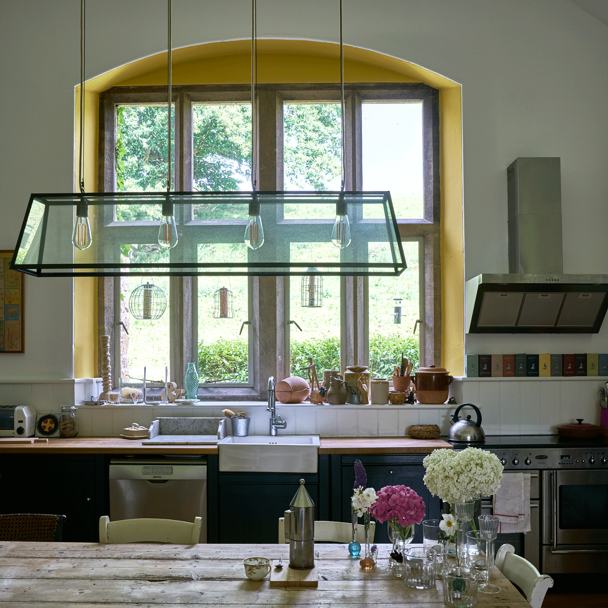 Kitchen with yellow window