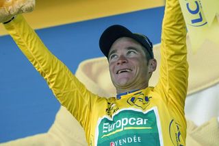 New Tour leader Thomas Voeckler (Europcar) soaks up the applause.