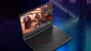 Acer Predator Triton 17 X; a laptop on a colourful table