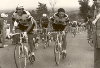 Aldo Moser (left) riding for the GBC team 