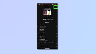 Screenshot showing how to reorder a Spotify playlist on phone - save