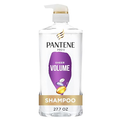 Pantene Shampoo, Sheer Volume - 72-Hour Fullness, Lightweight Nourishment With Pro-Vitamin B5 + Antioxidants, Fine, Thin, Color-Treated Hair, Paraben Free, Remove Build Up for Body &amp;amp; Shine, 27.7 Fl Oz