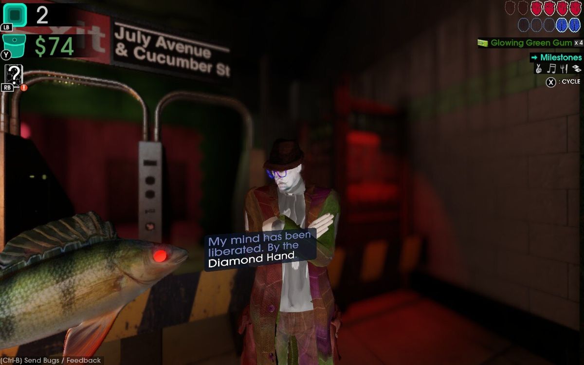 detective confronting fish in Moves of the Diamond Hand