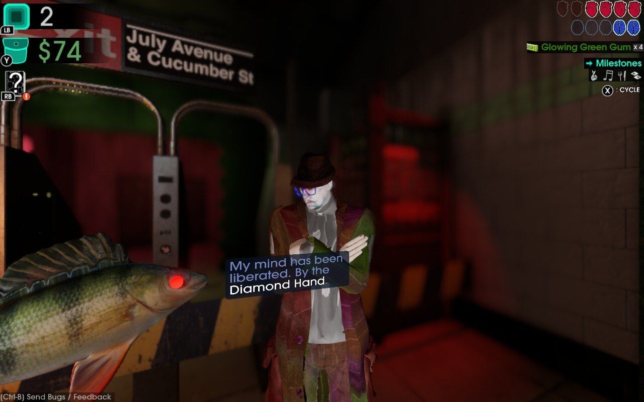 detective confronting fish in Moves of the Diamond Hand
