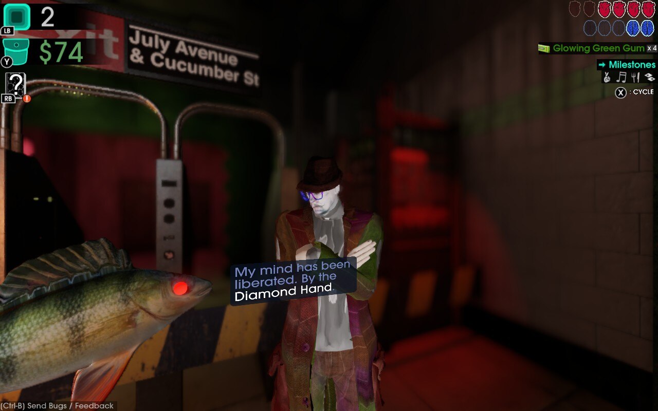 detective confronting fish in Moves of the Diamond Hand