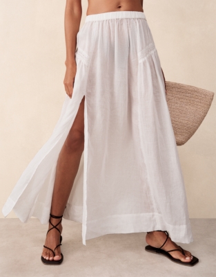 Ramie Smocked Panelled Skirt | the White Company