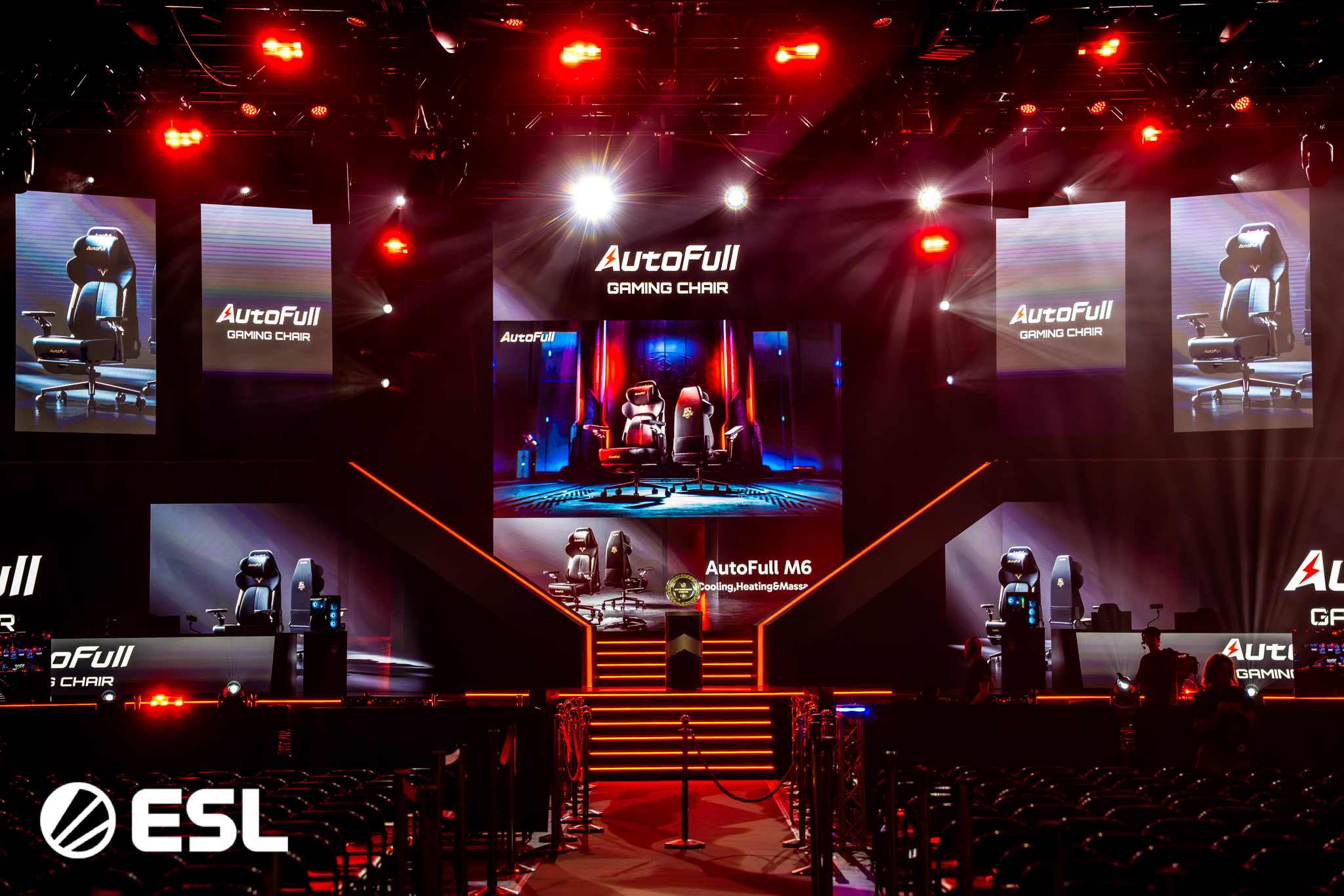 An image showing the AutoFull gaming chairs being used in the ESL Esports events