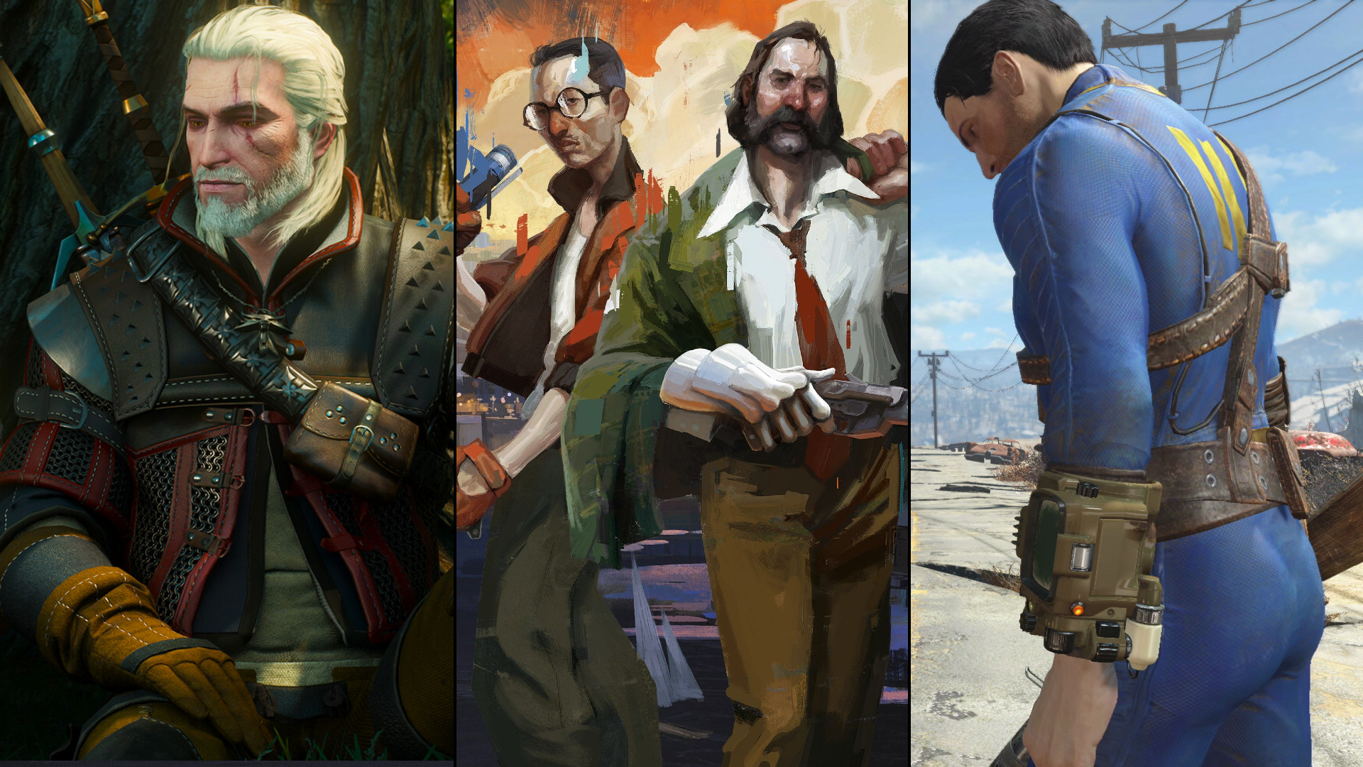 Geralt, Kim, Harry, and Fallout 4's protagonist.