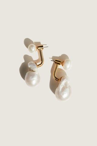 Gold-Plated Pearl Earrings