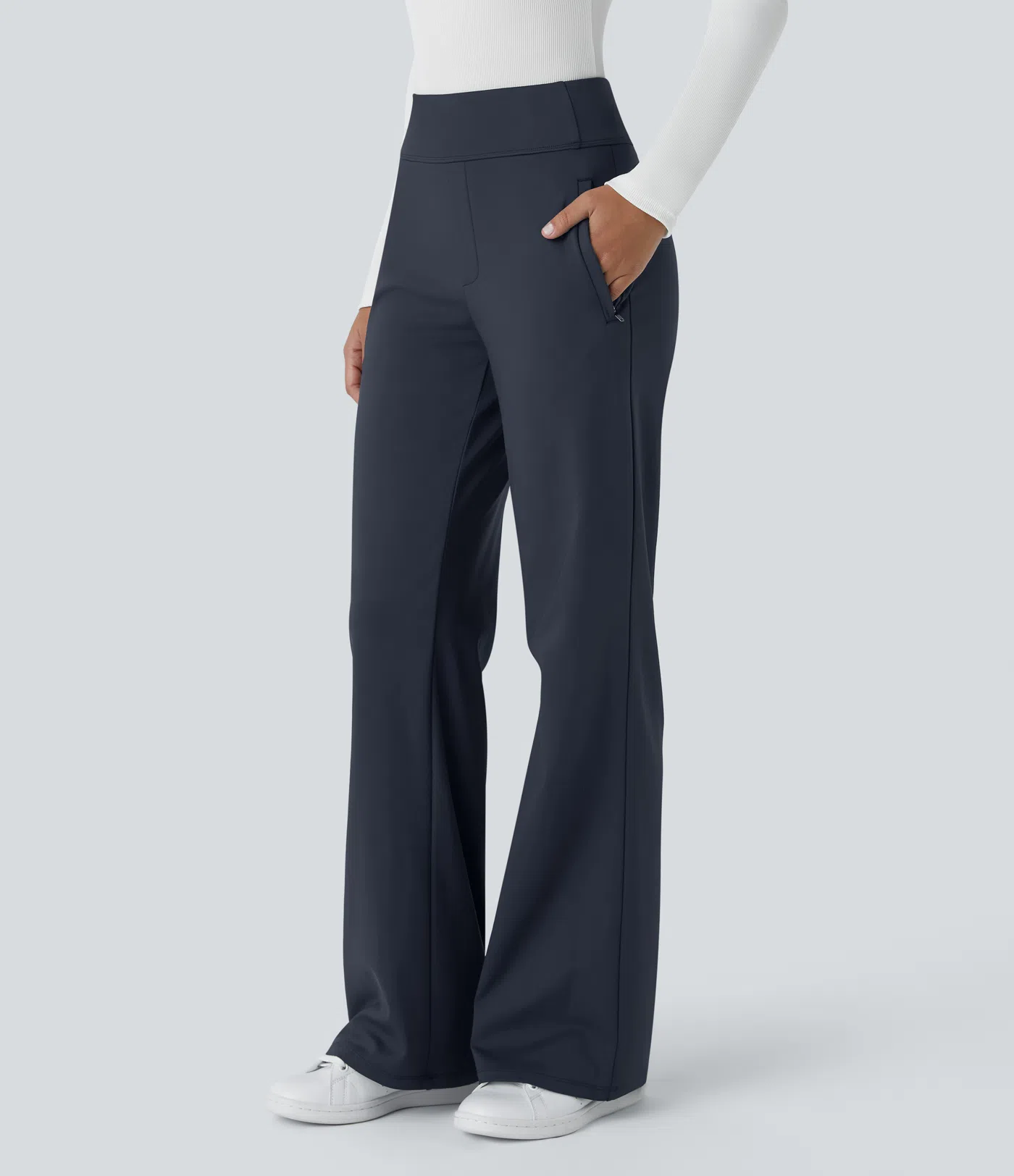 halara, Halara Flex™ High Waisted Side Zipper Pocket Work Flare Trousers